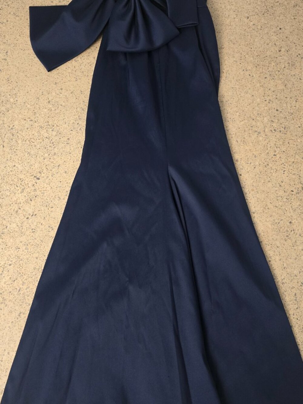Badgley Mischka Navy Blue Strapless Evening Gown Full Length Maxi Back Bow 12 - Picture 7 of 11